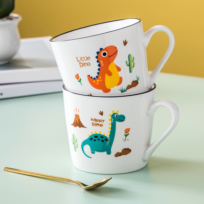 Cốc gốm sứ trà cafe họa tiết vui nhộn bữa sáng văn phòng Ecobabo