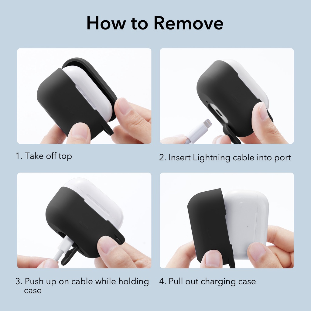 Vỏ bọc ESR bảo vệ hộp sạc tai nghe bằng silicon có đèn led chống sốc thích hợp cho AirPods Pro 2 2019/ 2022