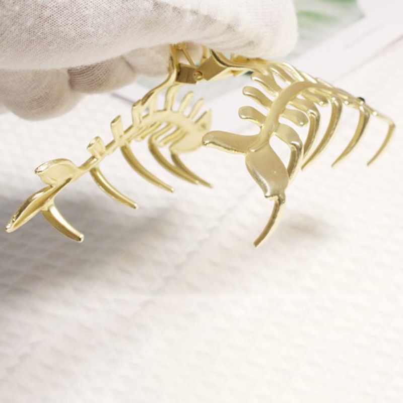 Kẹp Tóc Dạng Hàm Lớn Chất Liệu Kim Loại Màu Vàng Thời Trang Chống Trượt Cho Nữ