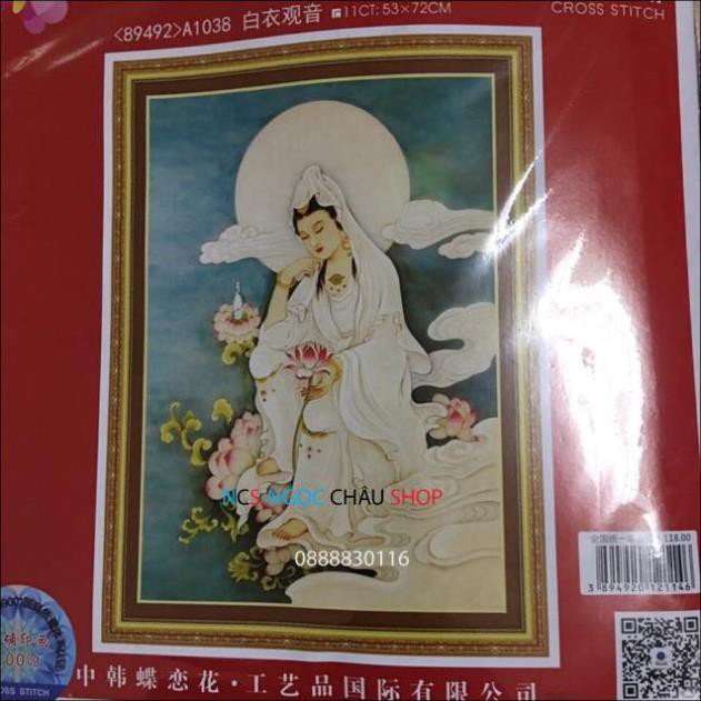 Tranh thêu chữ thập Phật Quan Âm A1038 (53x72Cm) Chưa thêu