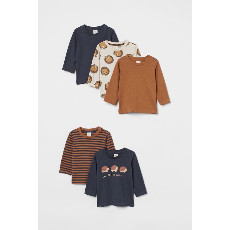 Set 5 áo thun dài tay cho bé yêu chính hãng HM ES size từ 6-9m đến 3-4y
