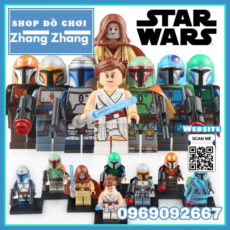 Đồ chơi Xếp hình Star Wars Rey - Boba Fett - Ben Kenobi  - Jango Fett - Mandalorian Warrior Minifigures G G0102