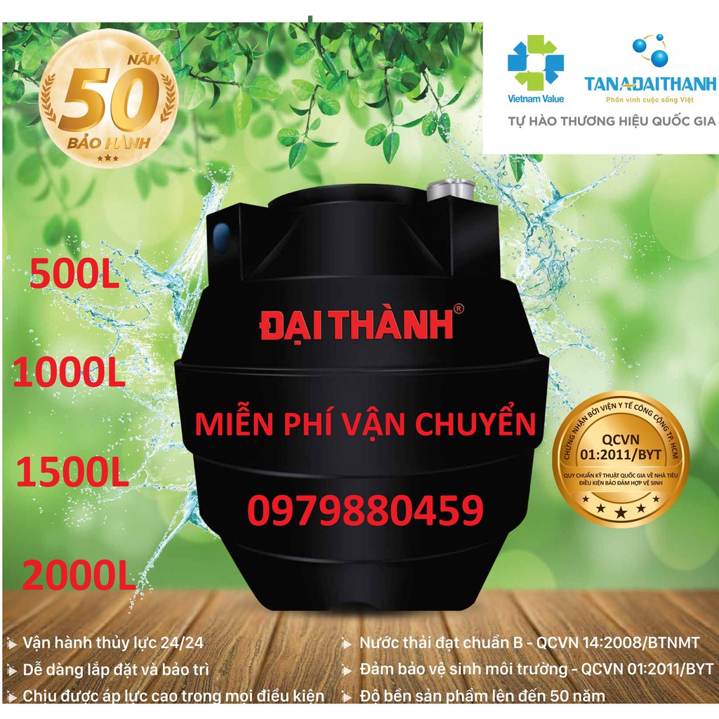 Bồn tự hoại Đại Thành, bảo hành 50 năm