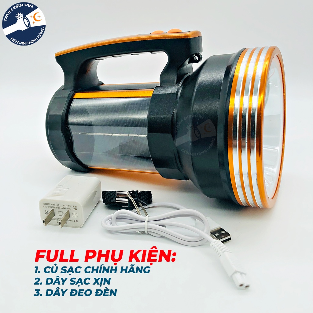 Đèn pin cầm tay siêu sáng 200W YUXING F8 LED Tích hợp năng lượng mặt trời, kèm tính năng sạc dự phòng cho điện thoại