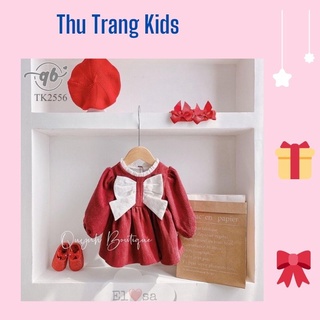 Váy công chúa nhung thời trang phù hợp diện tết, Noel cho bé gái từ 10-20kg