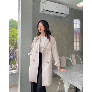 Trench coat tay cài kem