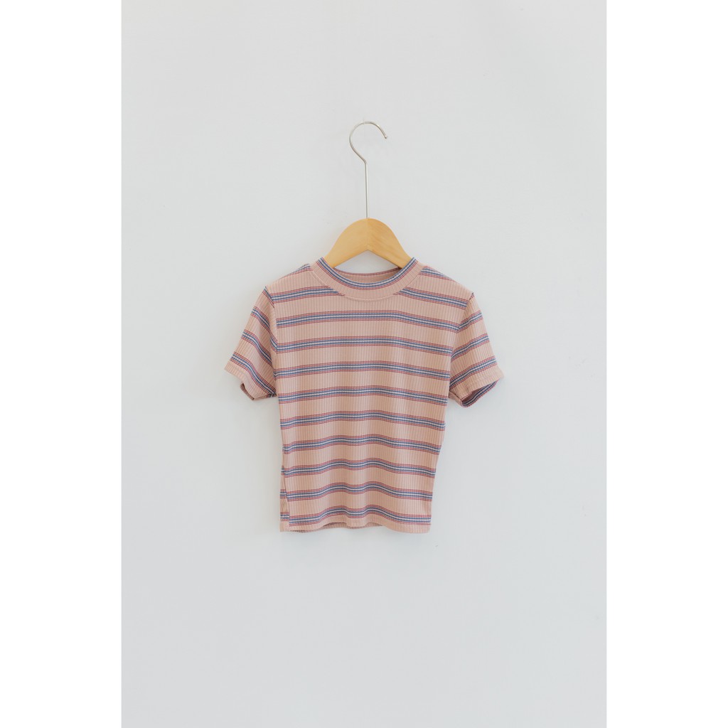 [ Miều ] Áo croptop co giãn họa tiết sọc Anna Slim Fit