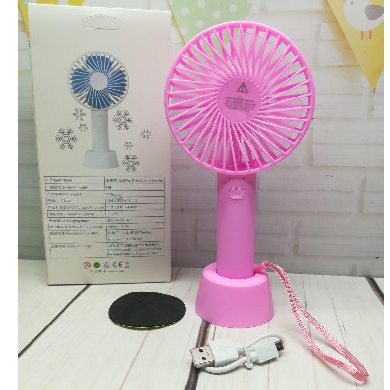 Quạt sạc pin cầm tay có chân đế USB Hand Mini Fan - nhiều màu