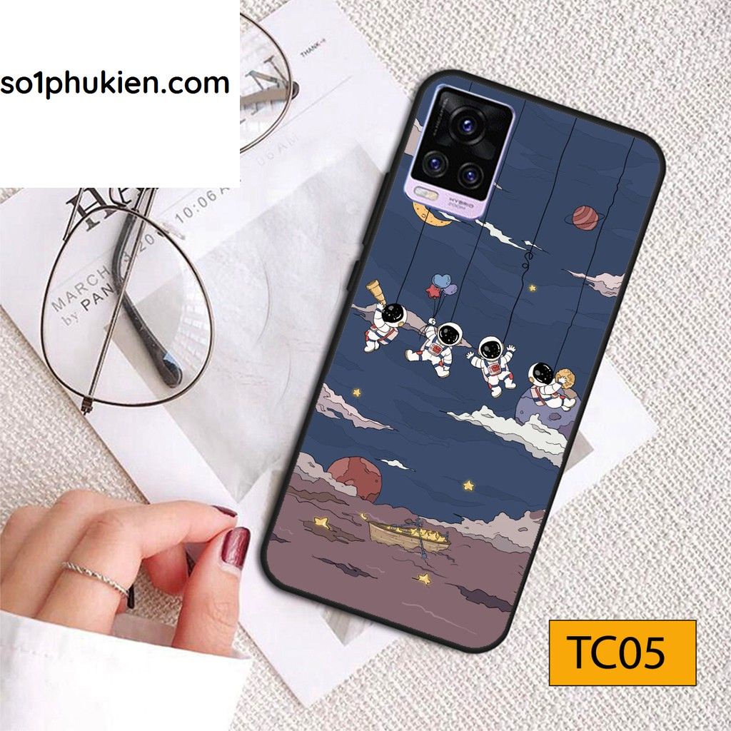 Ốp lưng Vivo V20 / Vivo V21 lưng ép kính hình phi hành gia vũ trụ cá tính, ngộ nghĩnh
