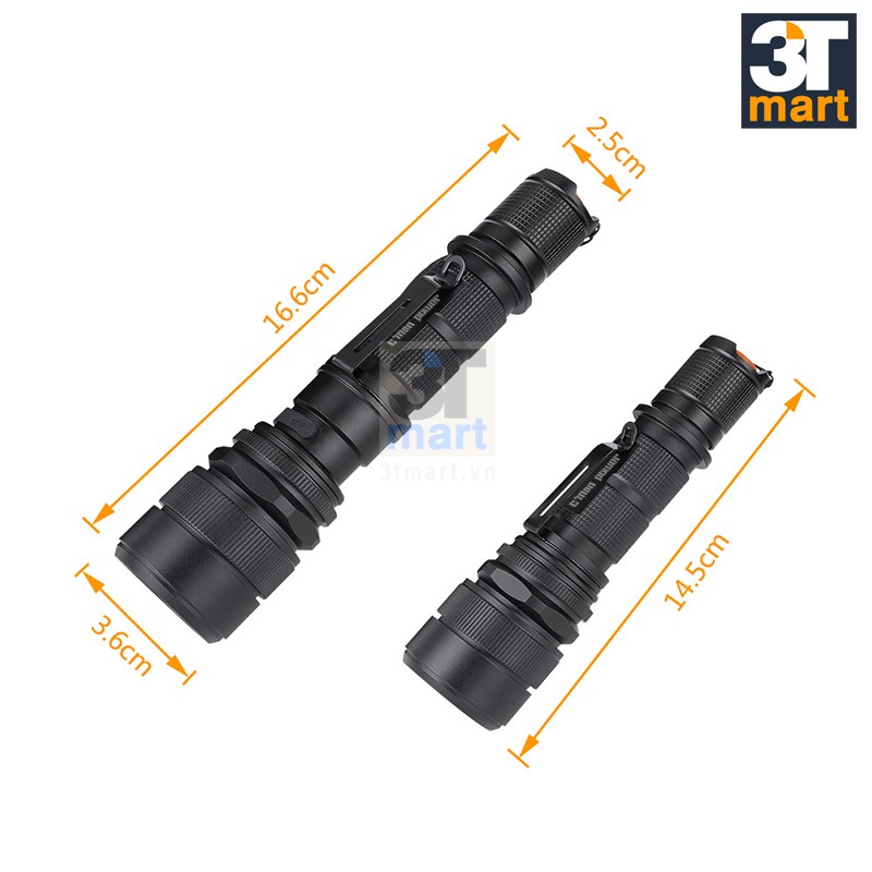 Bộ 1 đèn pin siêu sáng C'mon Power RANGER XML-L2 LED 10W chiếu xa 500m + 1 pin 18650 + 1 sạc USB (VÀNG) | BigBuy360 - bigbuy360.vn