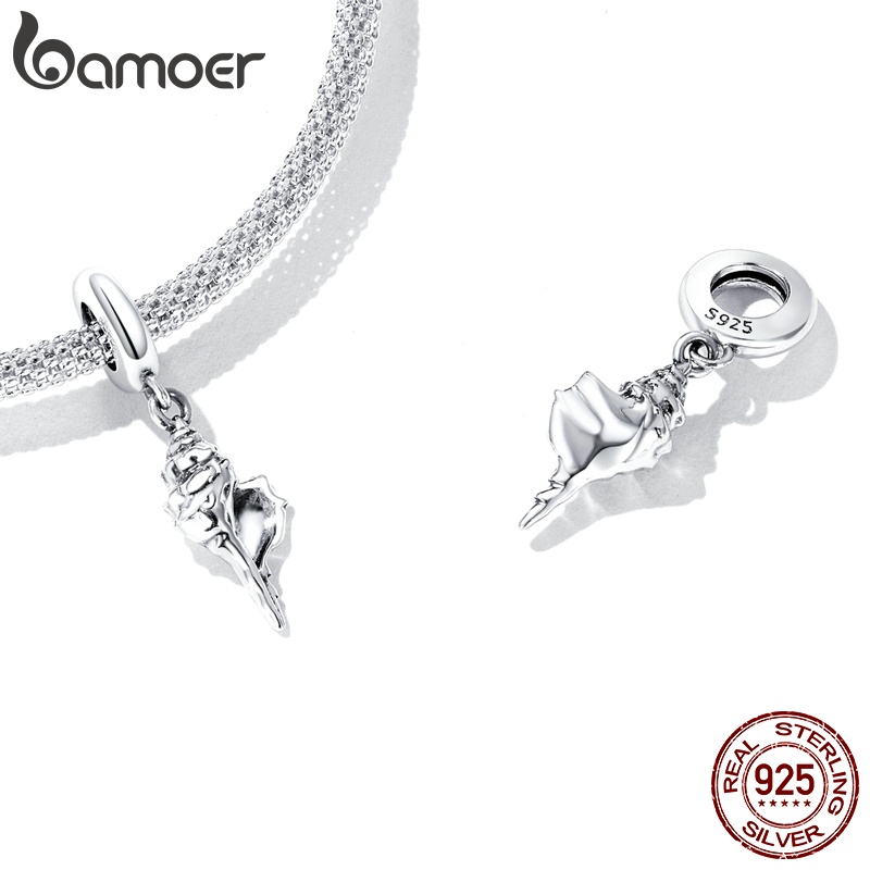 Mặt phụ kiện Bamoer bằng bạc 925 mặt hình vỏ ốc thời trang