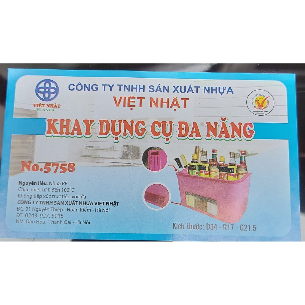 Kệ dụng cụ đa năng Việt Nhật gồm ống vắt dao kéo, hũ gia vị, khay đựng vật dụng nhựa pp nguyên sinh an toàn sức khỏe