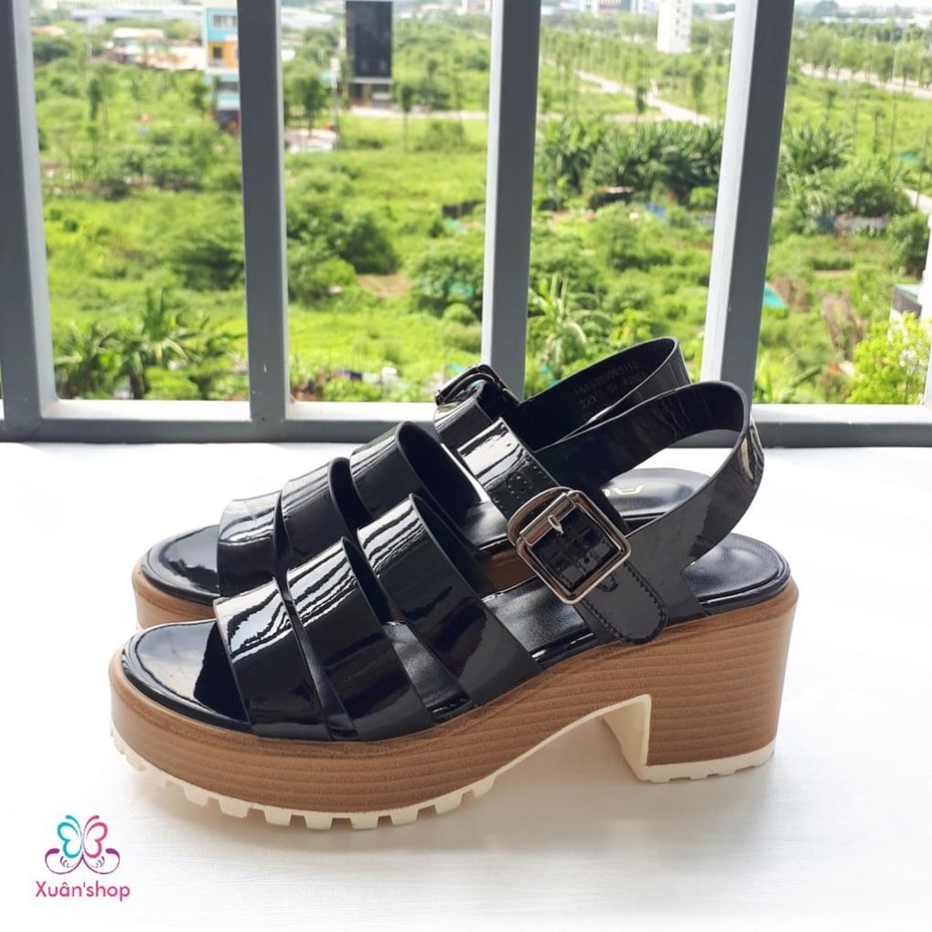 Sandal quai ngang Daphne đế thô cao 7cm (có sẵn) hg