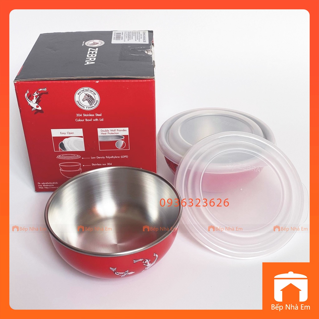 Bộ 2 Chén Trẻ Em ZEBRA Kiddy 2 Lớp Inox 304 Nắp Nhựa - Hàng Nhâp Khẩu Thái Lan