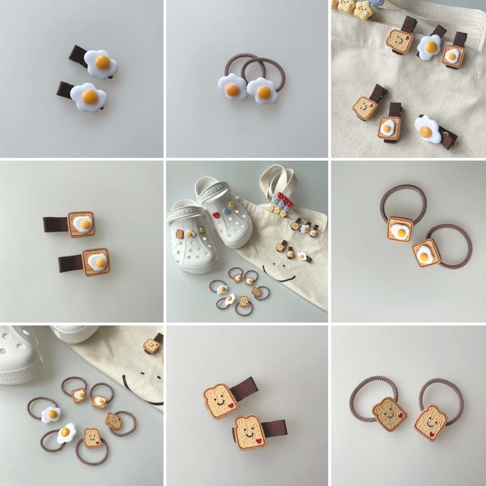 [Deco Deco] Giày Crocs Hình Bánh Mì Trứng Phô Mai / Bánh Mì Trứng / Trứng Tùy Chỉnh Dễ Thương Diy