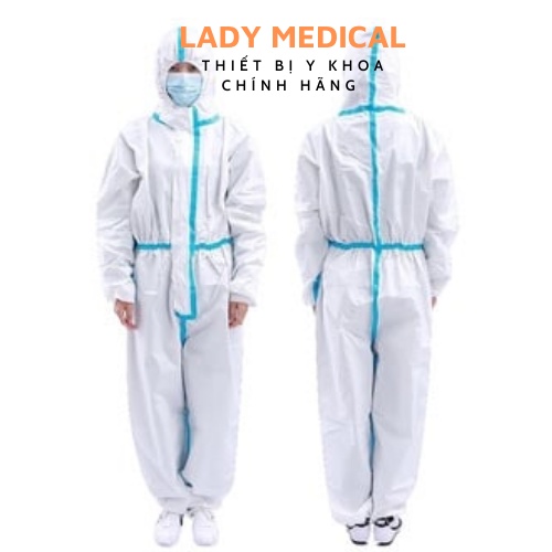 Bộ quần áo bảo hộ y tế lv3 chĩnh hãng 7 món - bộ đồ phòng dịch 7 món màu xanh lady medical