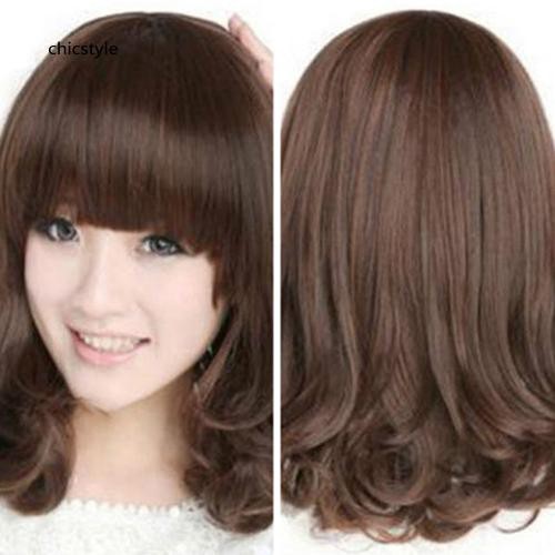 Tóc giả dài ngang vai xoăn đuôi thời trang dành cho nữ