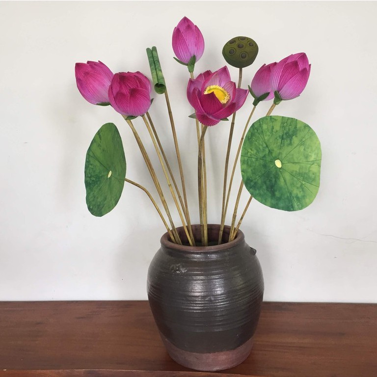 Bộ hoa sen giấy Thanh Tiên màu hồng
