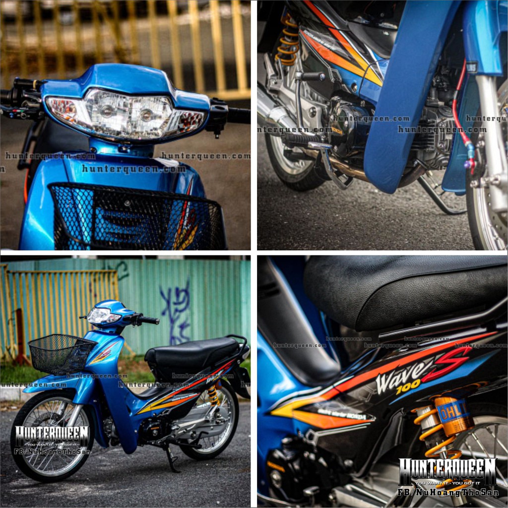 Tem rời dán xe WAVE 110 đen xanh. Chất keo bền đẹp không bay màu