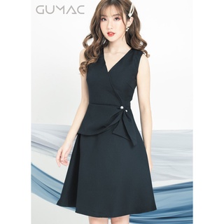Đầm cổ V phối phụ kiện GUMAC MS04948_DEN
