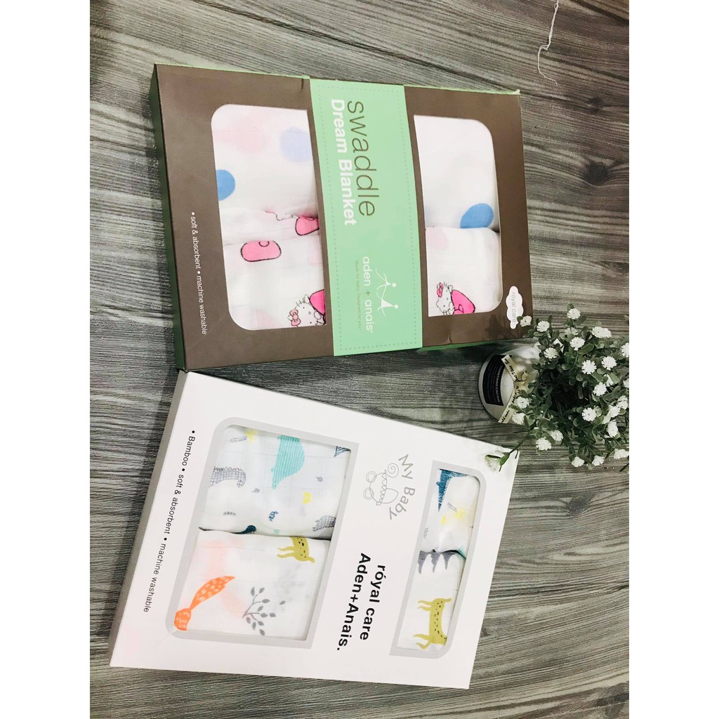 Set 2 khăn tắm sợi tre Aden &amp; Anais Swaddle cho bé