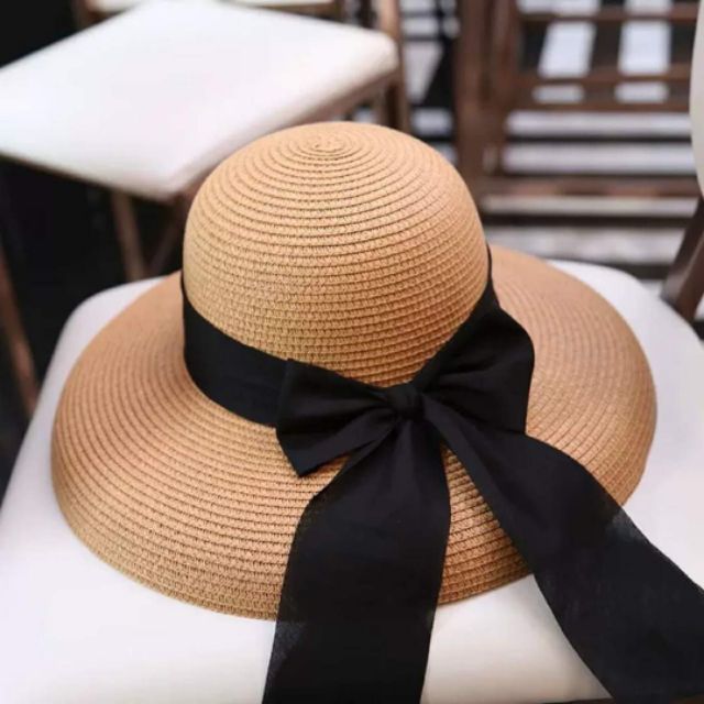 Mũ lồng đèn vành rộng size to nơ vintage sang chảnh