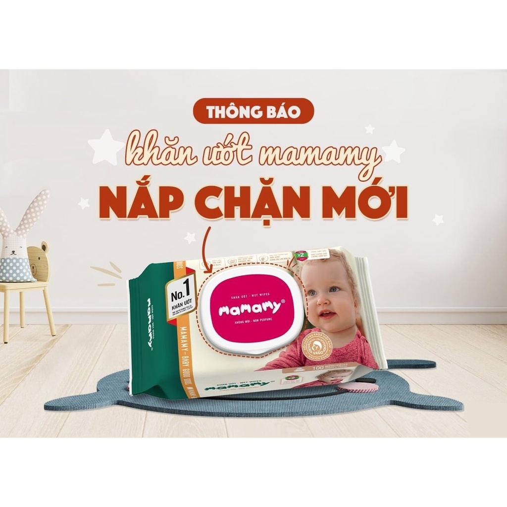 Khăn ướt Mamamy 100 tờ kháng khuẩn, chuẩn quốc tế - 100% siêu an toàn