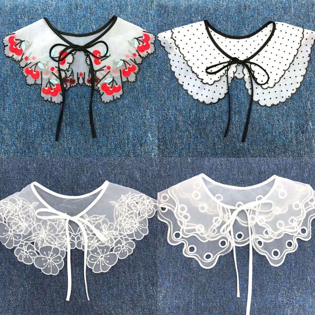 Cổ Áo Giả Thêu Ren Trang Trí Phong Cách Hàn Quốc Dành Cho Nữ