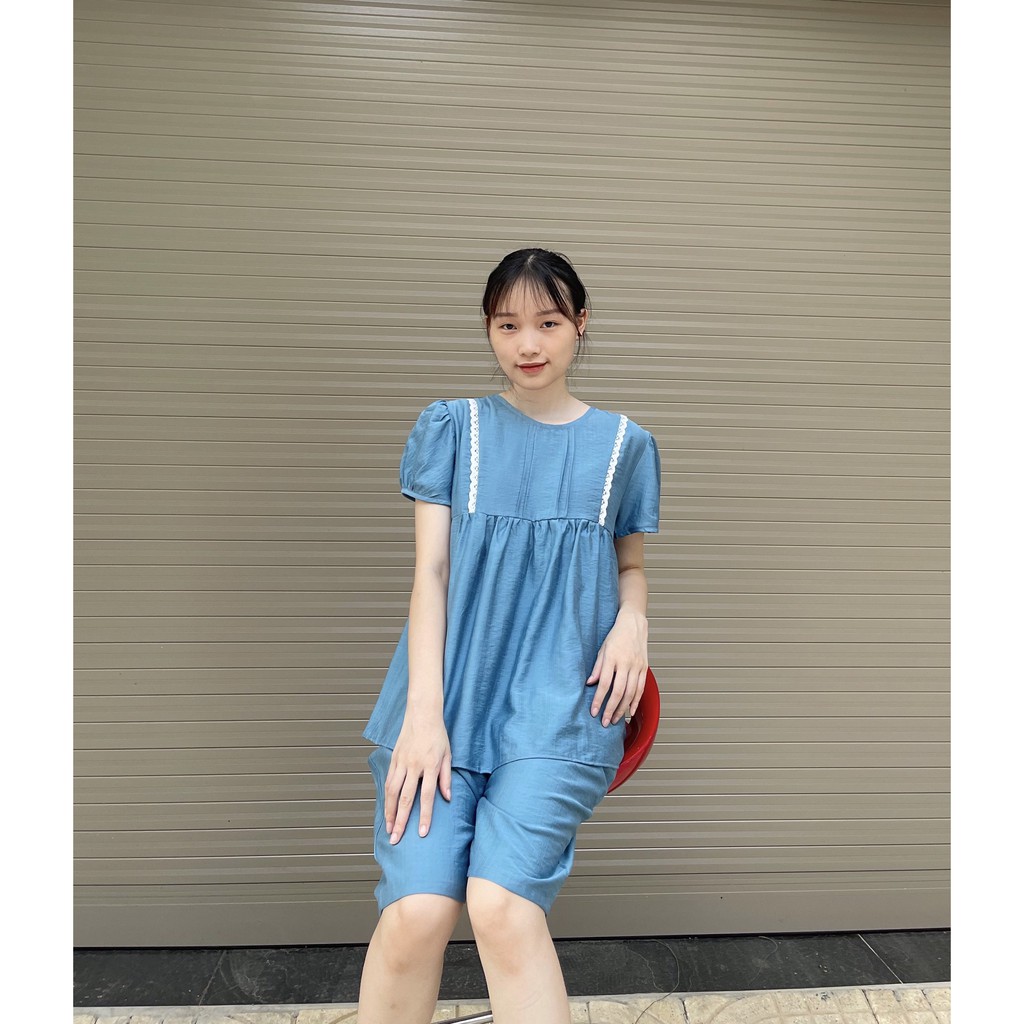 Bộ đồ bầu mặc nhà BB8 thiết kế thời trang chất đũi mát mùa hè