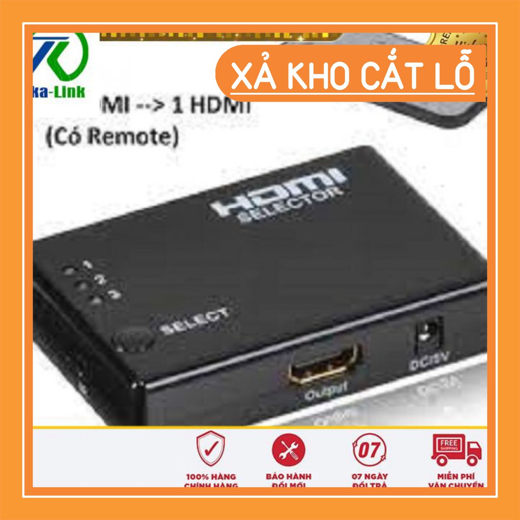 (SEO OFF) Bộ chia HDMI (Xả Kho) Bộ chia 3 HDMI  ra 1 HDMI có remost