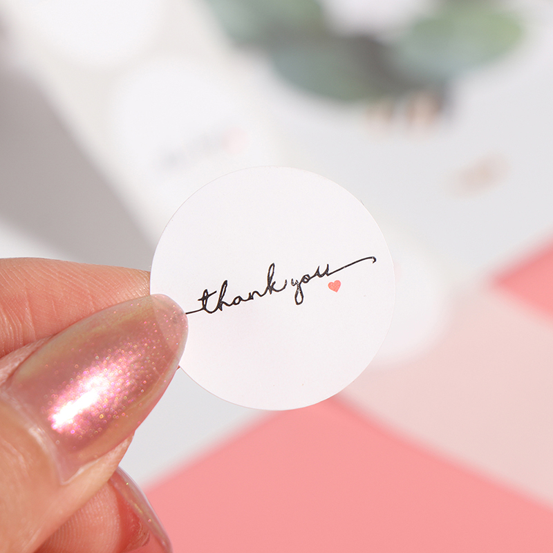 Cuộn 500 nhãn dán hình tròn chữ Thank you 1 inch