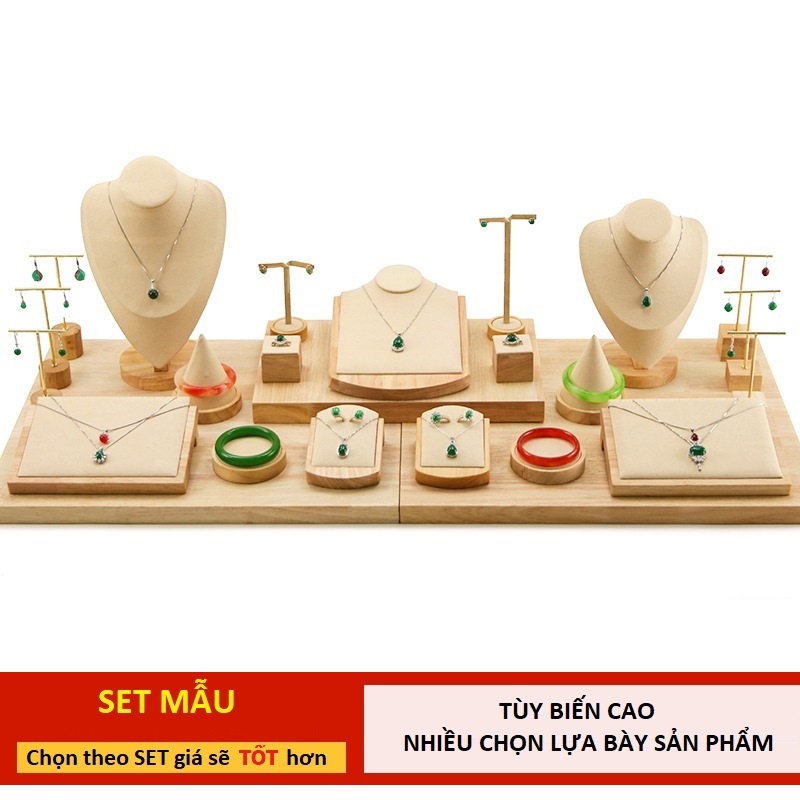 [D2CB] Bộ giá gỗ trưng bày trang sức lai trim chụp mẫu ảnh 3D rất đẹp 1-12 mẫu