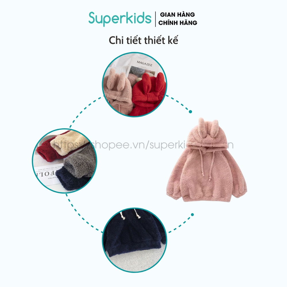 Áo nỉ hoodie lông tai Gấu cho bé 8-18kg QATE751