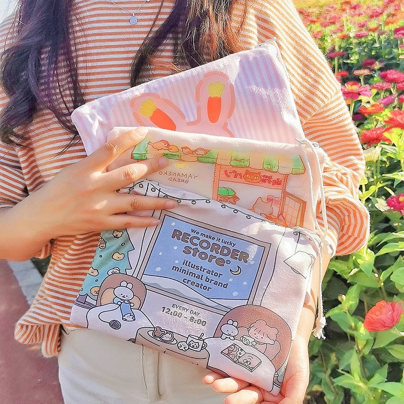 Túi Đựng Mỹ Phẩm Xách Tay Cỡ Lớn In Hoạt Hình Kiểu Hàn Quốc Chuyên Dùng Mang Đi Du Lịch Cho Nữ