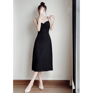 Váy 2 dây cotton sóng dáng dài ngực cách điệu LYRA thiết kế, chất cotton cao cấp ton dáng-LWTVD479