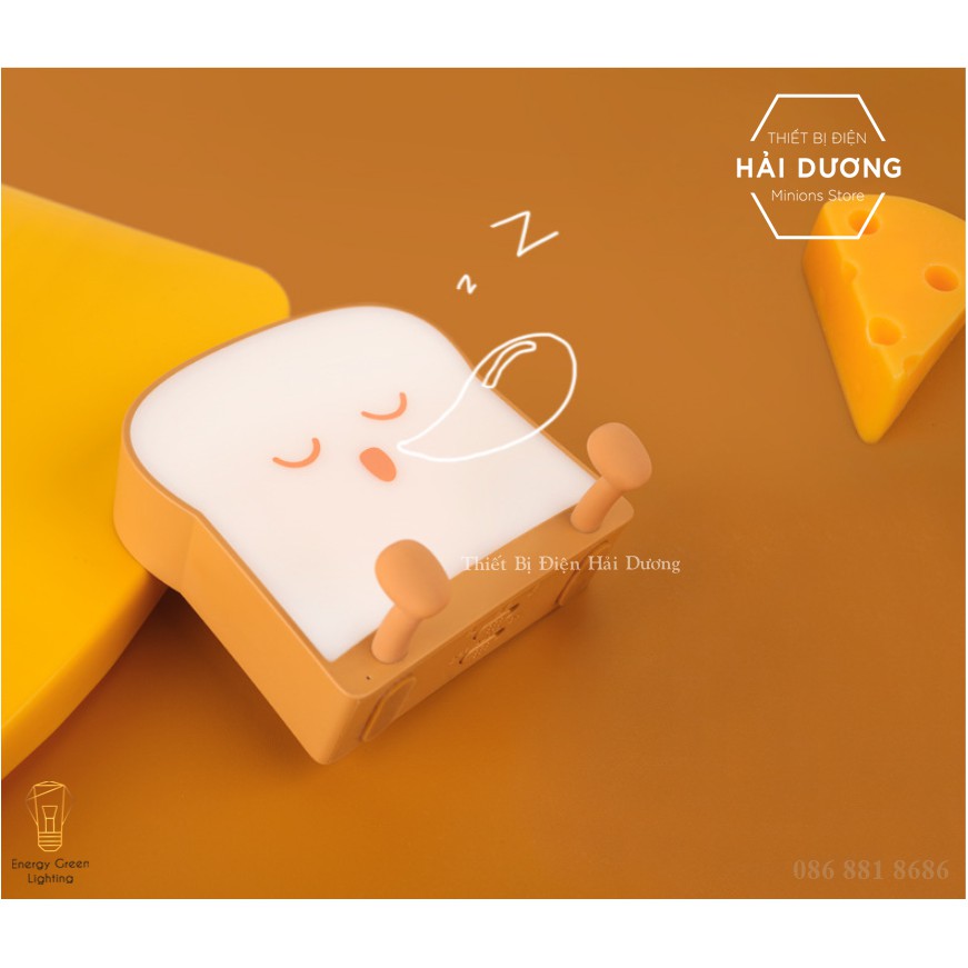 Đèn Ngủ Cạnh Giường Hình Bánh Mì Hoạt Hình Dễ Thương - Pin Sạc Tích Điện - Có giá Đỡ Điện Thoại - 3 Mẫu - Bảo Hành 1 Năm