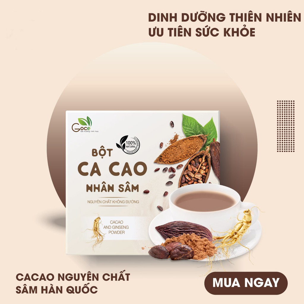 Bột ca cao nhân sâm Goce – 180g (18 gói x 10g)
