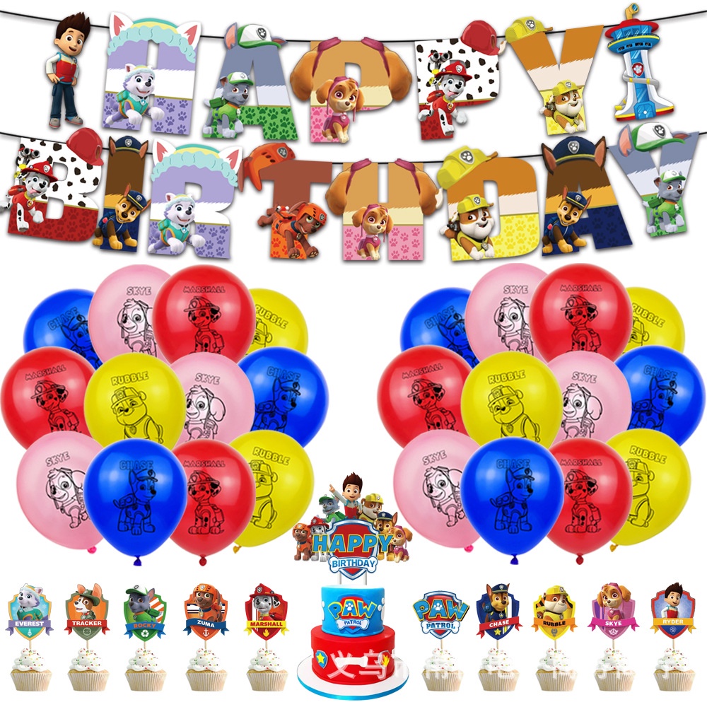 Bộ Bong Bóng Trang Trí Tiệc Sinh Nhật Chủ Đề PAW Patrol