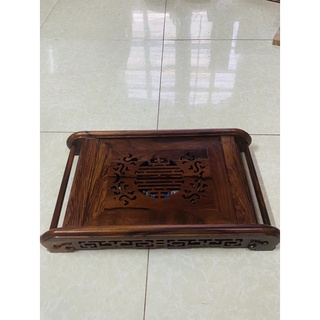 Khay trà chân cuốn gỗ Cẩm siêu đẹp
