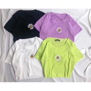 Áo croptop hoa cúc, áo croptop nhiều màu xinh xắn mã AT17
