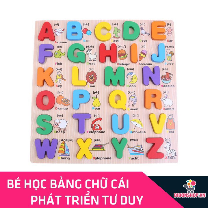 Bảng Chữ Cái Nổi In Hoa Song Ngữ Bằng Gỗ Giúp Bé Học Tiếng Anh