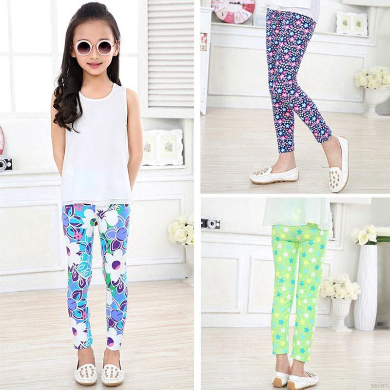 Quần Legging Vải Cotton Co Giãn 6 Màu Tùy Chọn Đáng Yêu Thời Trang Dành Cho Bé Gái