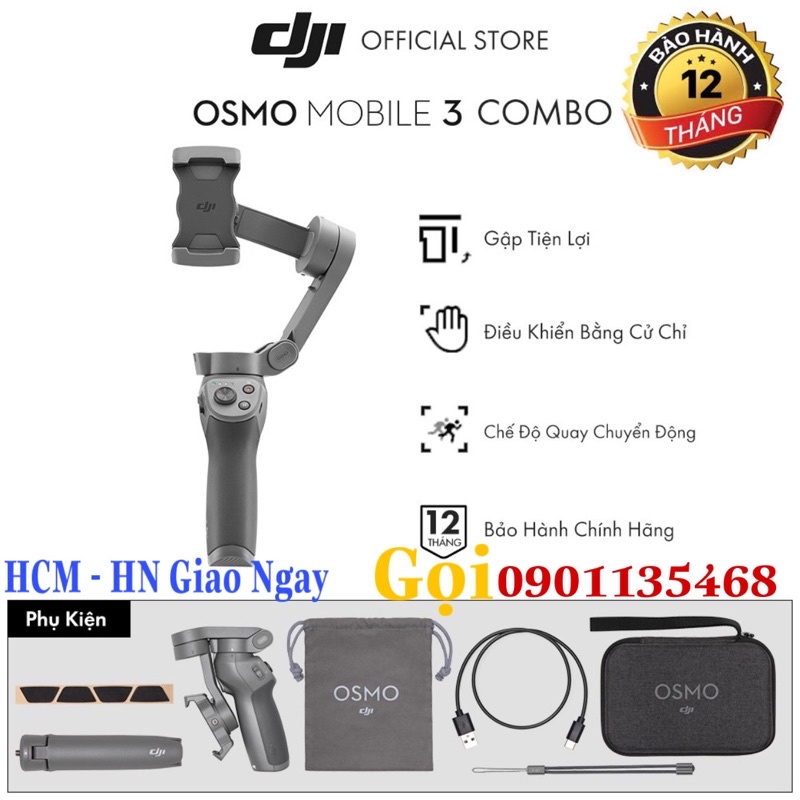 Gimbal Osmo Mobile 3 bản combo - Gimbal chống rung cho điệnj thoại và gopro