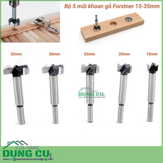 Bộ 5 mũi khoan gỗ kiểu forstner 10-35mm khoan bản lề