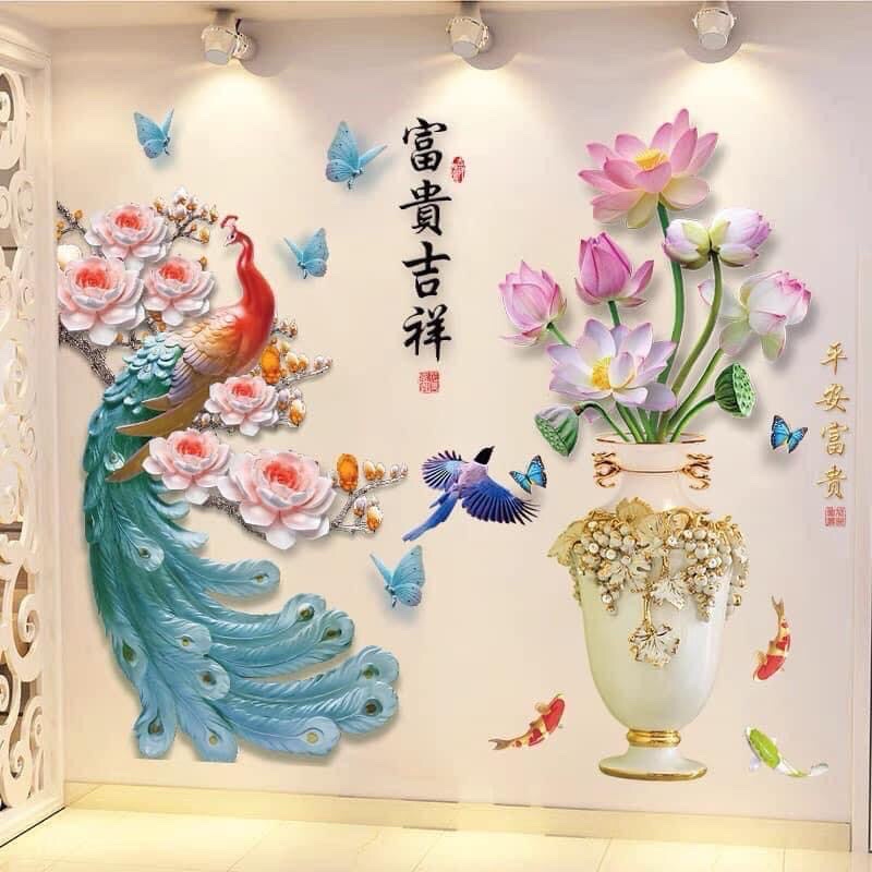 Tranh decal lục bình hoa, tranh công