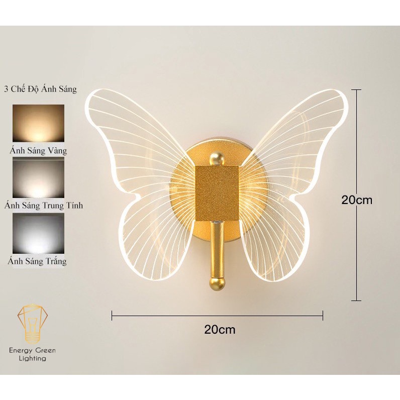 Đèn Tường LED Hình Con Bướm Energy Green Lighting   DT-279 Decor Vintage - 3 Chế Độ Ánh Sáng - Trang Trí Trong Nhà