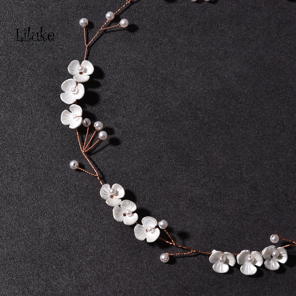 Băng Đô Hợp Kim Trang Trí Hoa Đính Ngọc Trai Giả Xinh Xắn Cho Nữ