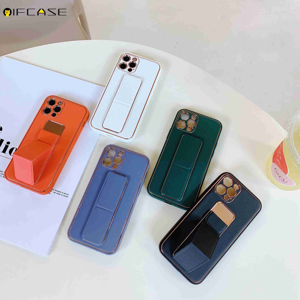 Ốp điện thoại da mềm màu kẹo có giá đỡ nam châm thích hợp cho Iphone 12 11 Pro Max Xs Max Xr 7 8 Plus