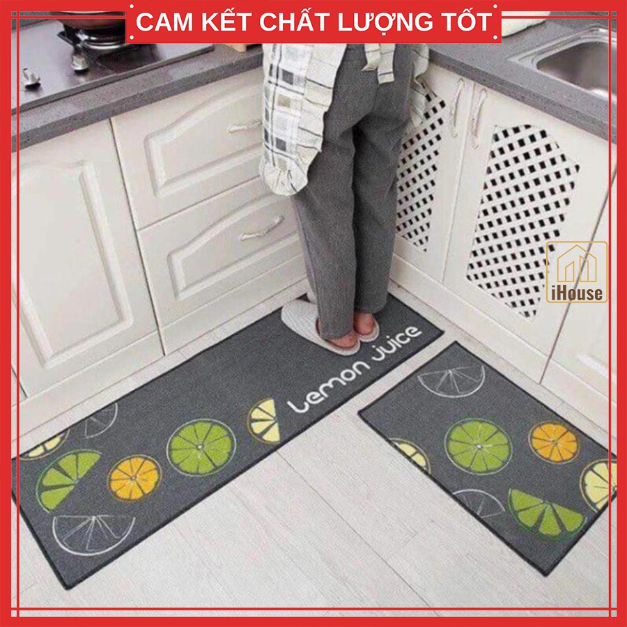 Bộ thảm lau chân nhà bếp 3D, Thảm nhà bếp dài trang trí đẹp đa năng tiện dụng mẫu mới đẹp iHouse (gồm 2 miếng)