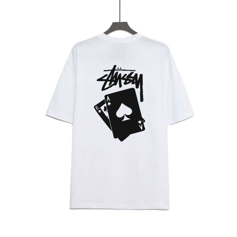 Áo thun cổ tròn ngắn tay in chữ STUSSY dáng rộng ST9#